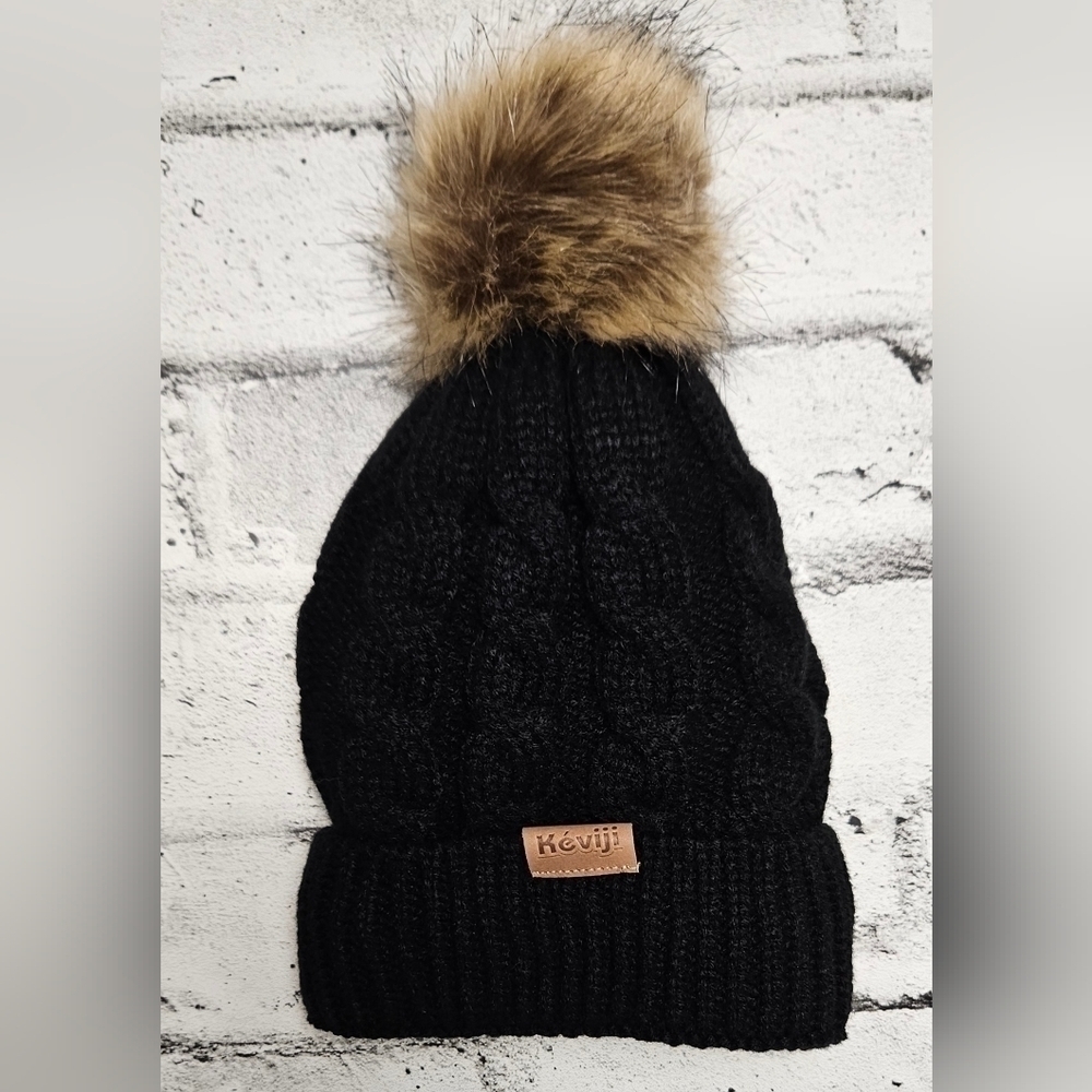 3/$30 Kéviji Premium Women’s Winter Knitted Beanie Hat with Faux Fur Pom